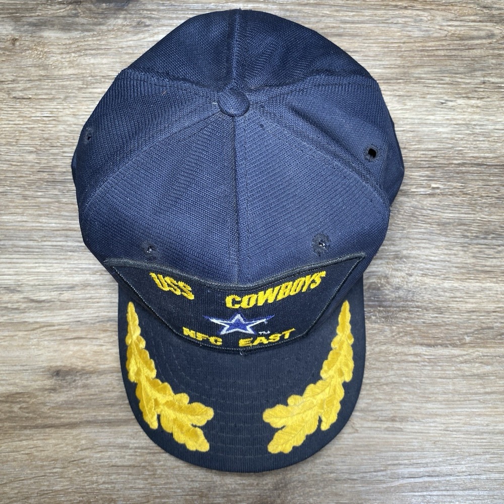 Vintage USS Cowboys Scrambled Egg Brim Snapback Hat NFC East Made In USA sz Lrg - Picture 8 of 12